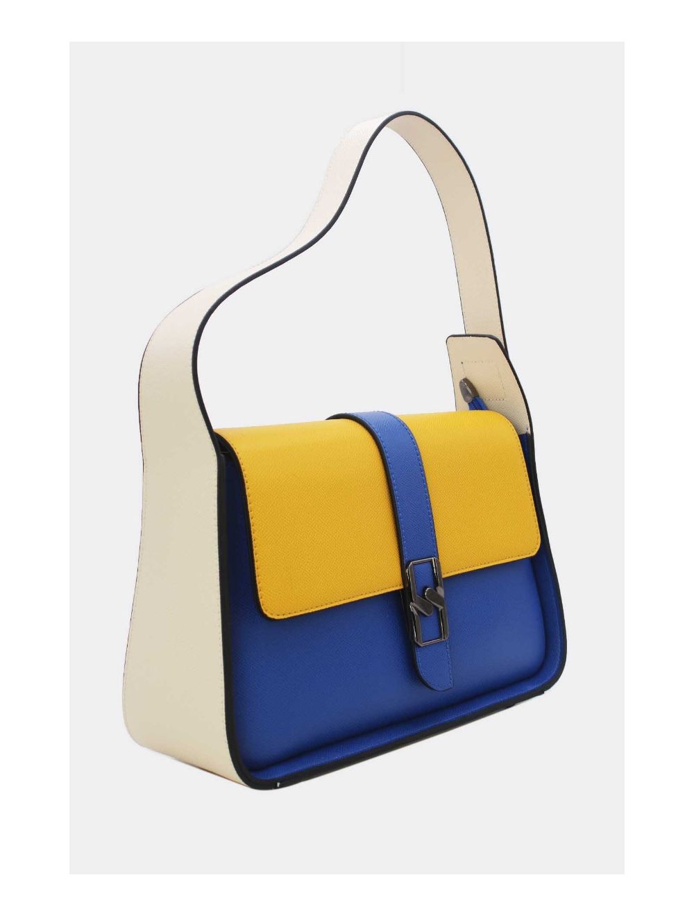 Tom&eva Sac Porté Épaule Style Vintage 24B-5958-Blue/Beige/Yellow