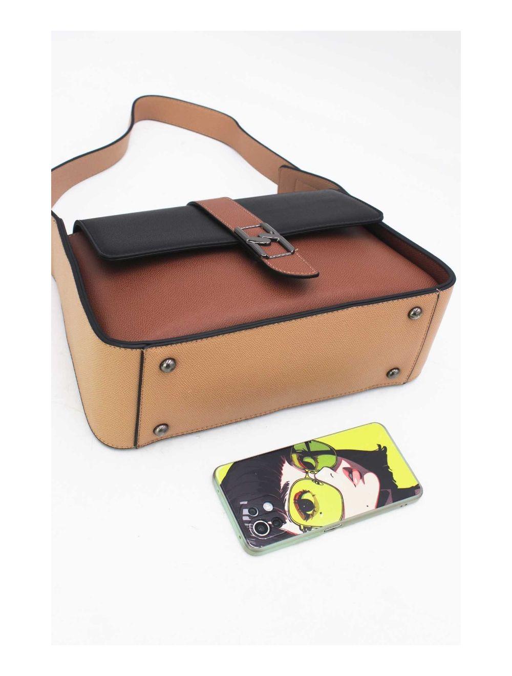 Tom&eva Sac Porté Épaule Style Vintage 24B-5958-Coff/Khaki/Blk