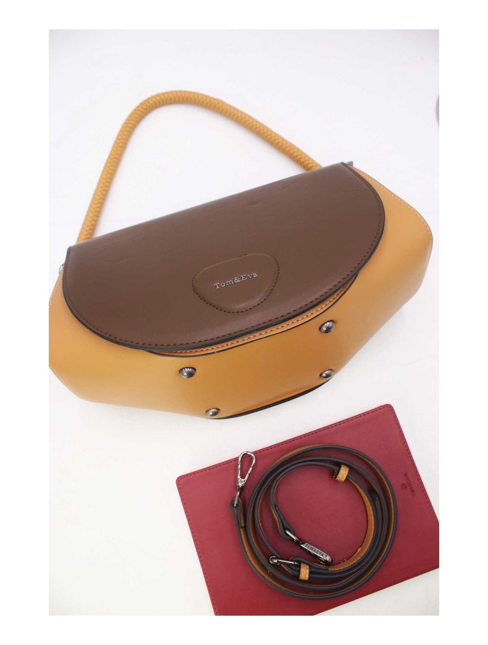 Tom&eva Sac Porté Épaule Tricolore 24B-6012-Apricot/Brown/Coffee