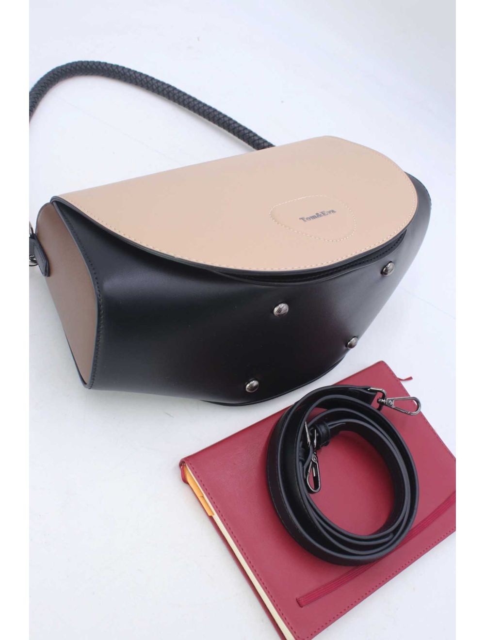 Tom&eva Sac Porté Épaule Tricolore 24B-6012-Black/Coffee/Khaki