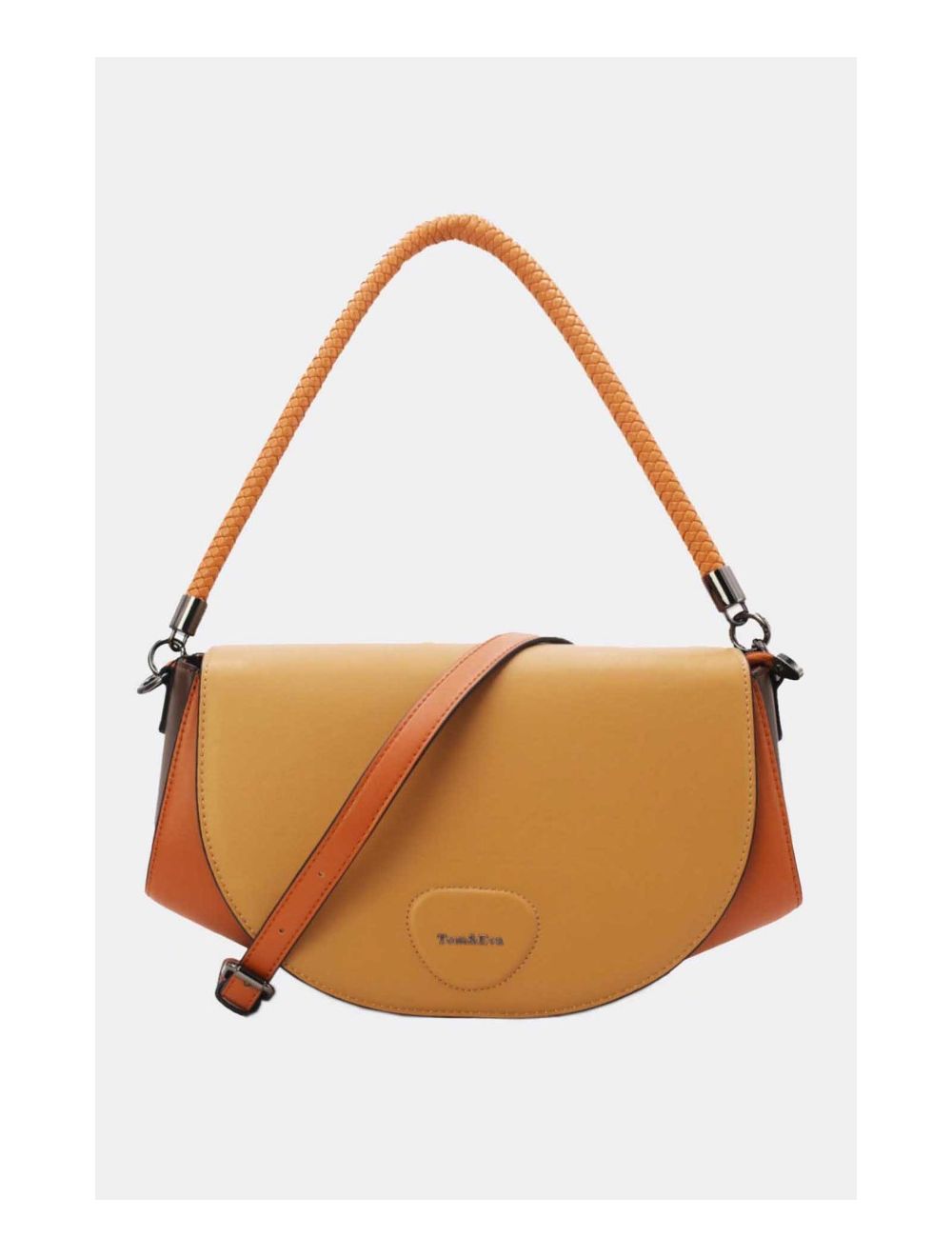 tom&eva Sac Porté Épaule Tricolore 24B-6012-Brown/Coffee/Apricot
