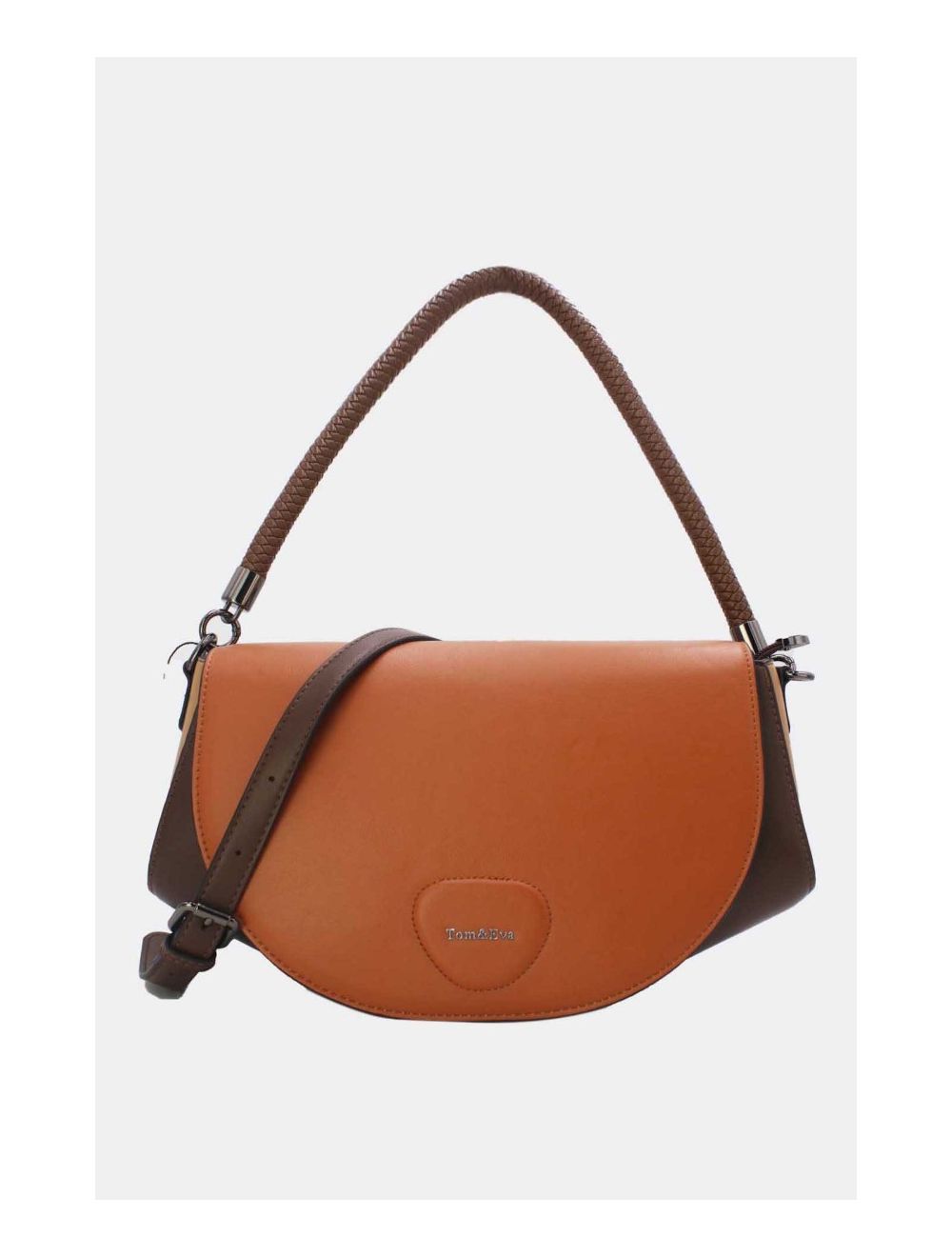 Tom&eva Sac Porté Épaule Tricolore 24B-6012-Coffee/Apricot/Brown