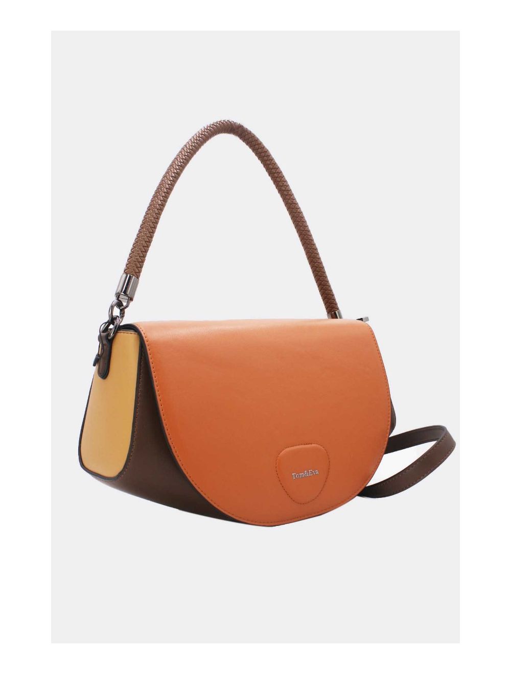 Tom&eva Sac Porté Épaule Tricolore 24B-6012-Coffee/Apricot/Brown