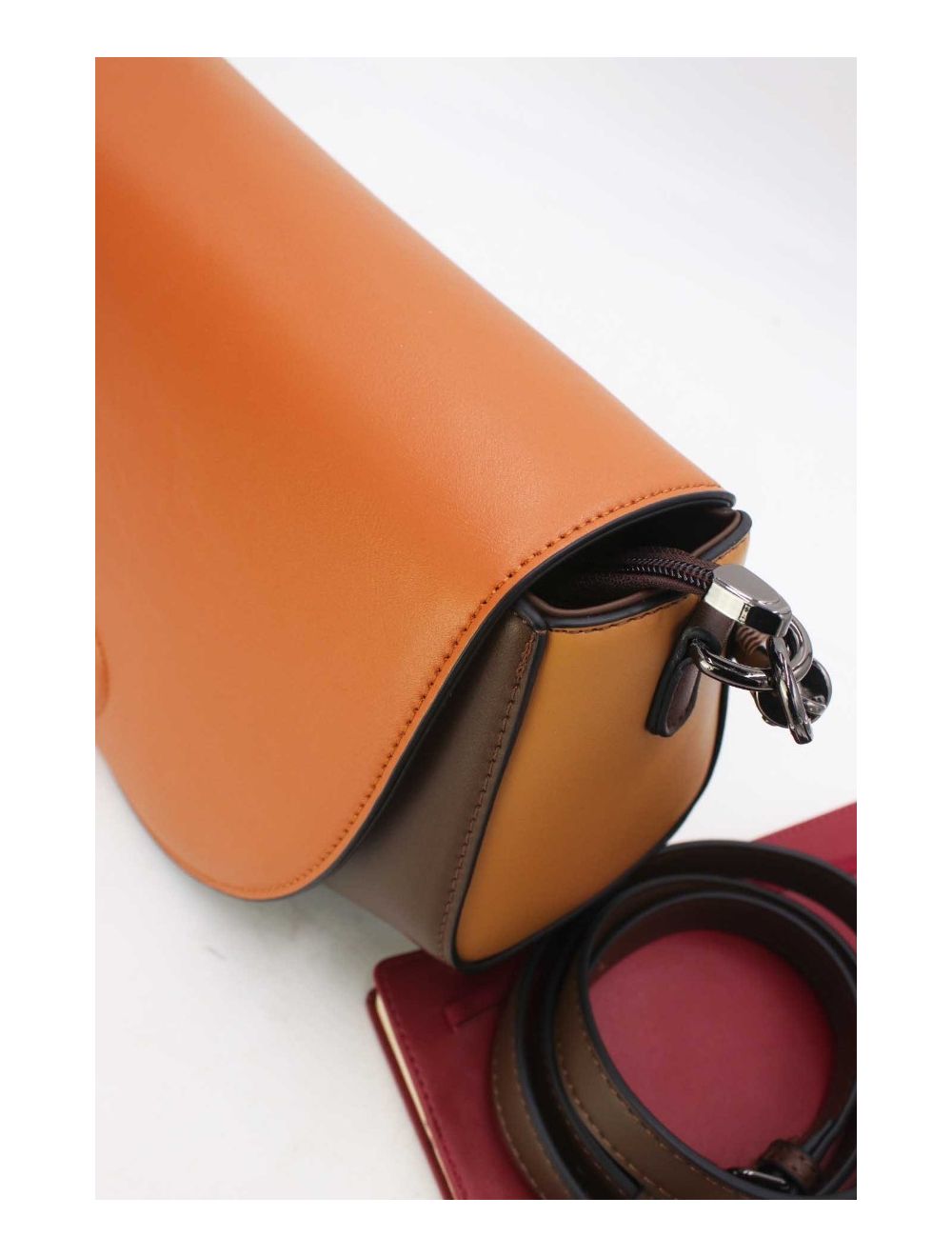 tom&eva Sac Porté Épaule Tricolore 24B-6012-Coffee/Apricot/Brown