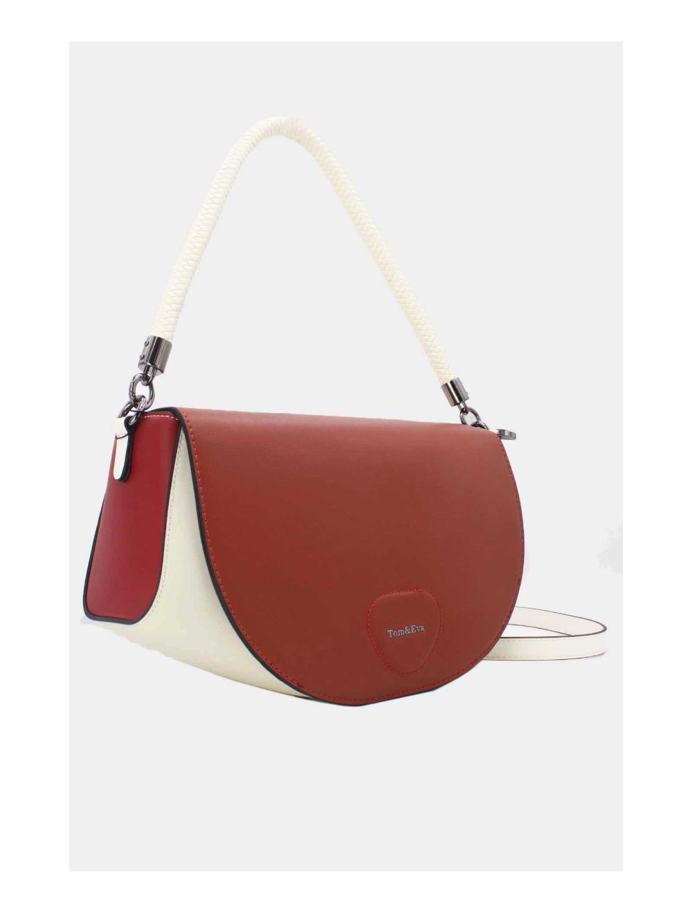 Tom&eva Sac Porté Épaule Tricolore 24B-6012-White/Red/Orange