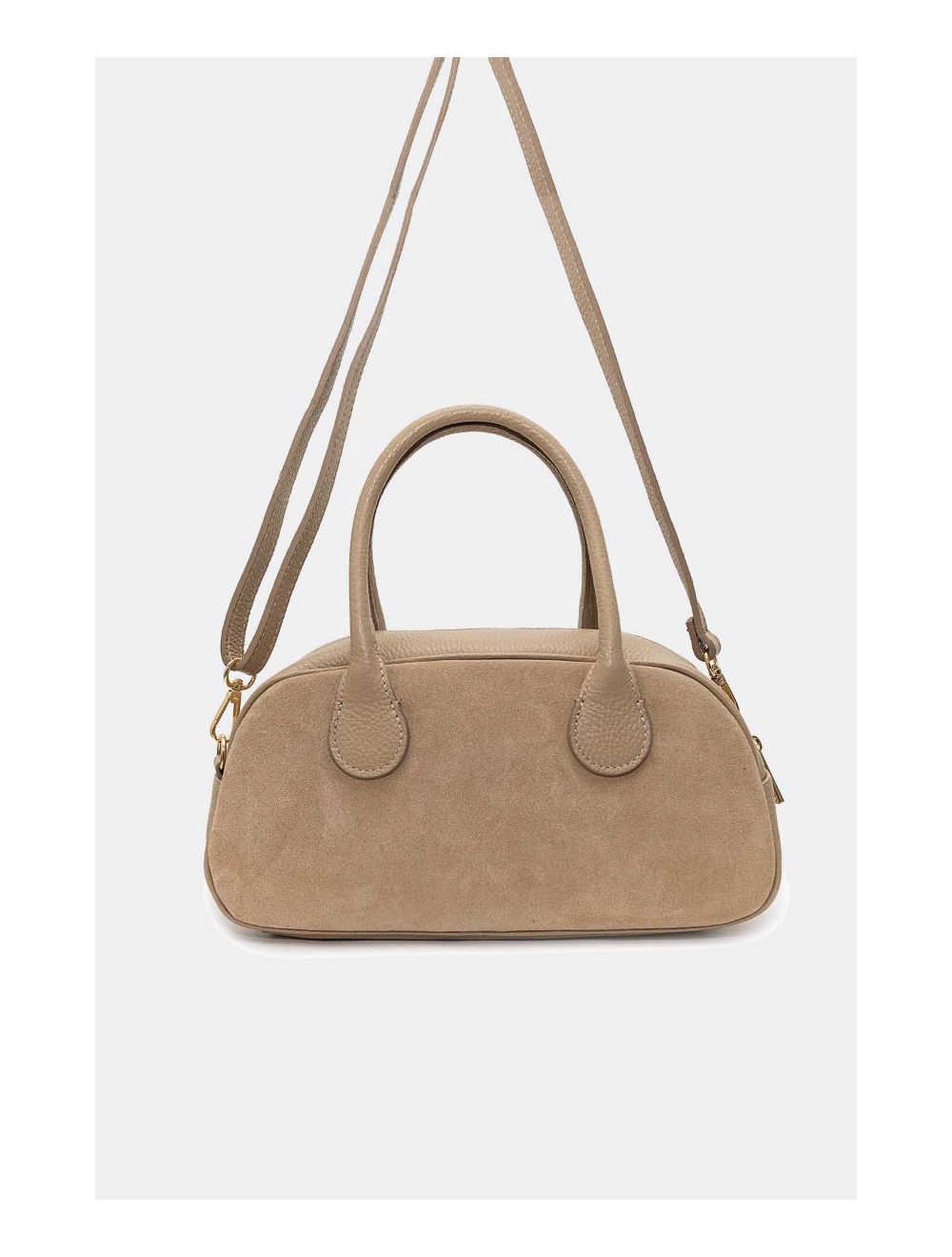 Tom&eva Sac Porté Main En Croûte Cuir Vachette Suède Et En Cuir Vachette Grainée 4158 ARIELLE SUEDE-Taupe