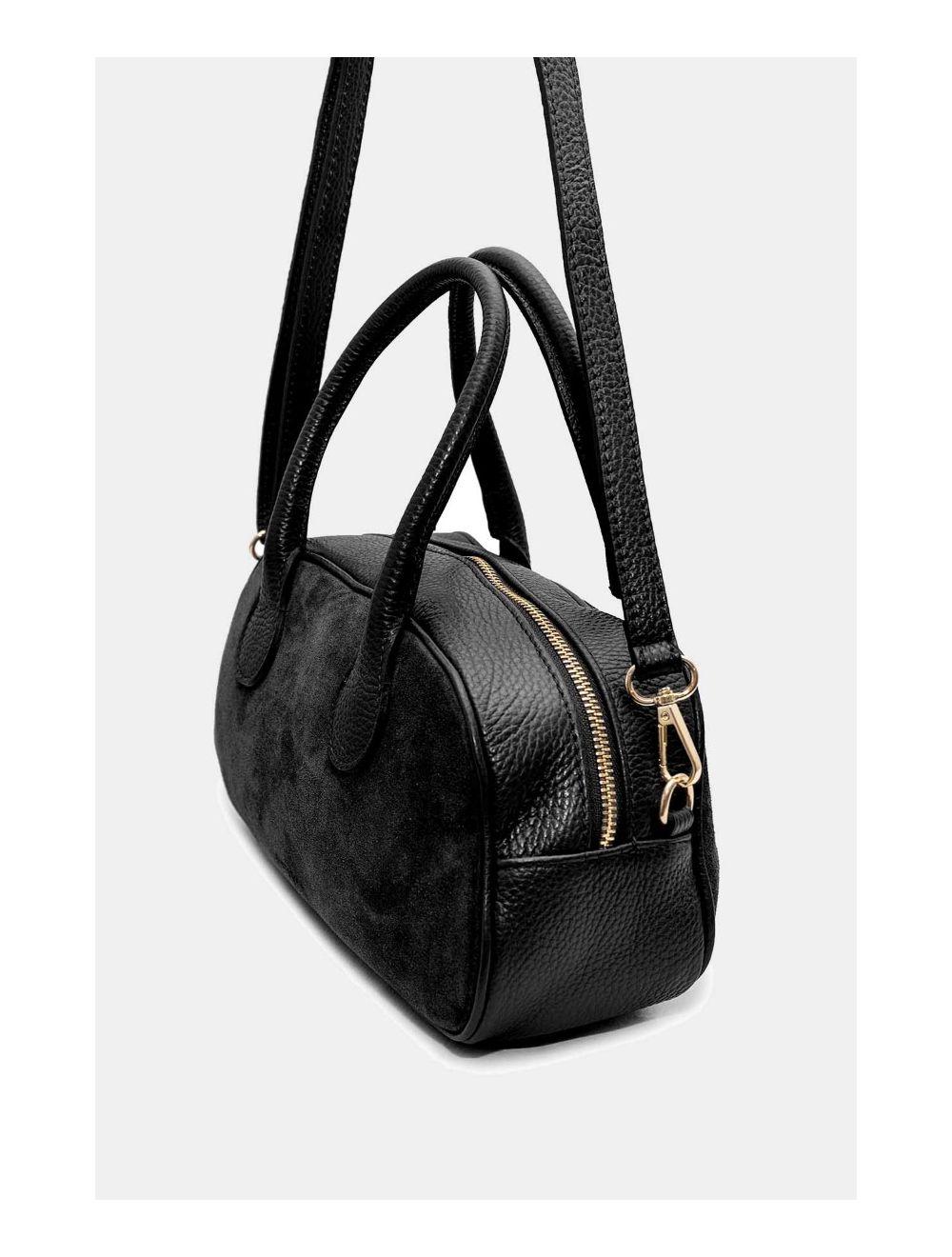 Tom&eva Sac Porté Main En Croûte Cuir Vachette Suède Et En Cuir Vachette Grainée 4158 ARIELLE SUEDE-Noir
