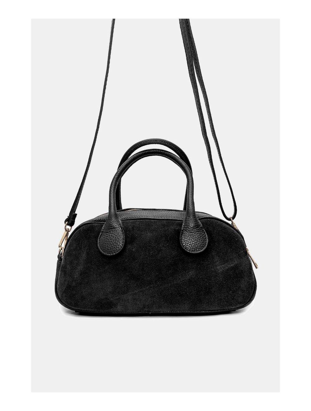 Tom&eva Sac Porté Main En Croûte Cuir Vachette Suède Et En Cuir Vachette Grainée 4158 ARIELLE SUEDE-Noir