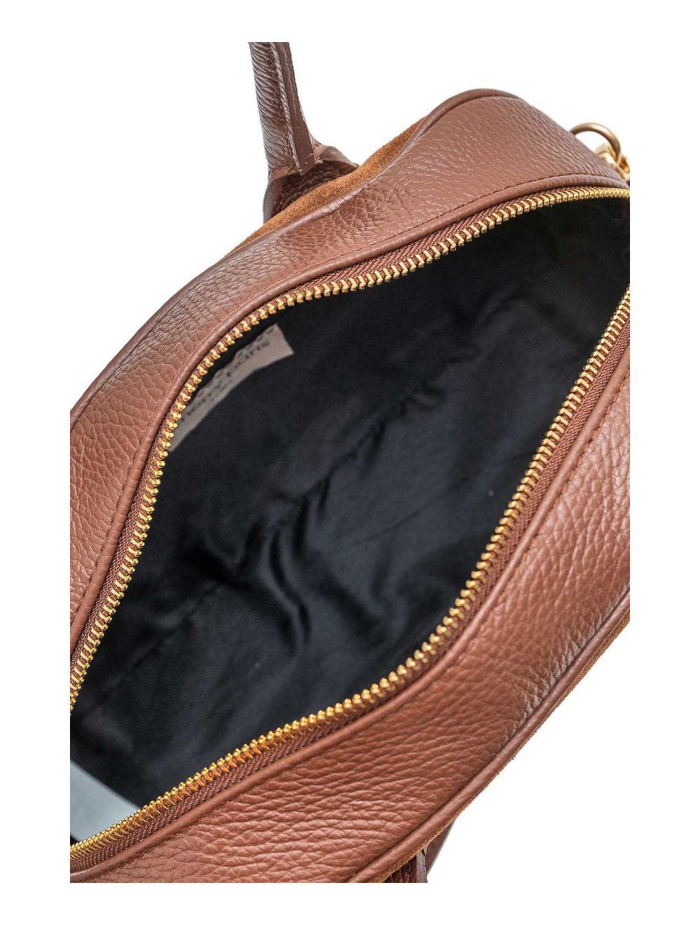 tom&eva Sac Porté Main En Croûte Cuir Vachette Suède et En Cuir Vachette Grainée 4158 ARIELLE SUEDE-Marron