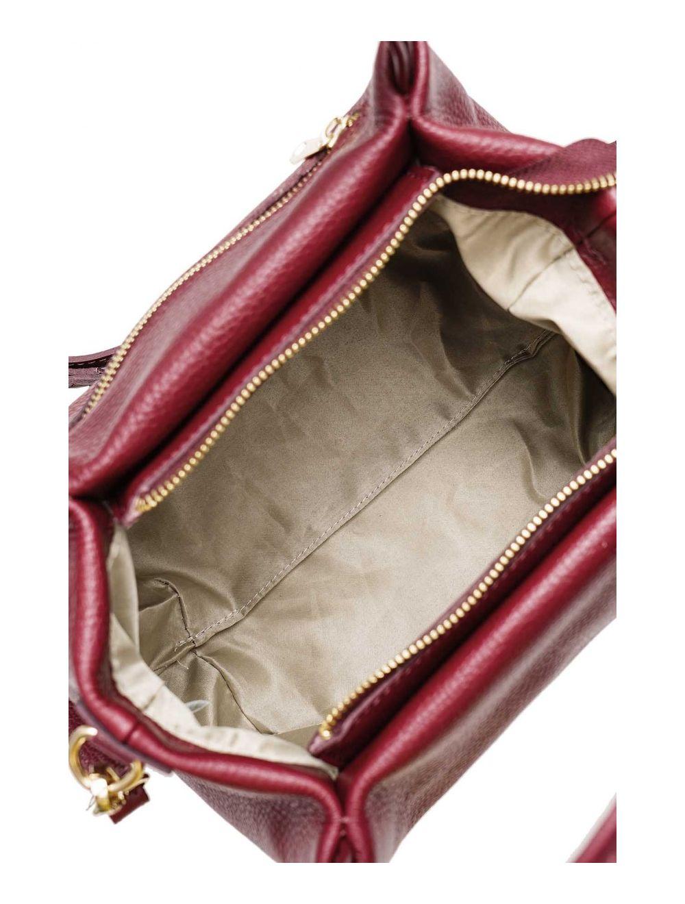 tom&eva Sac Porté Main en Croûte de Cuir de Vachette Grainé 4060B CLELIA-Bordeaux