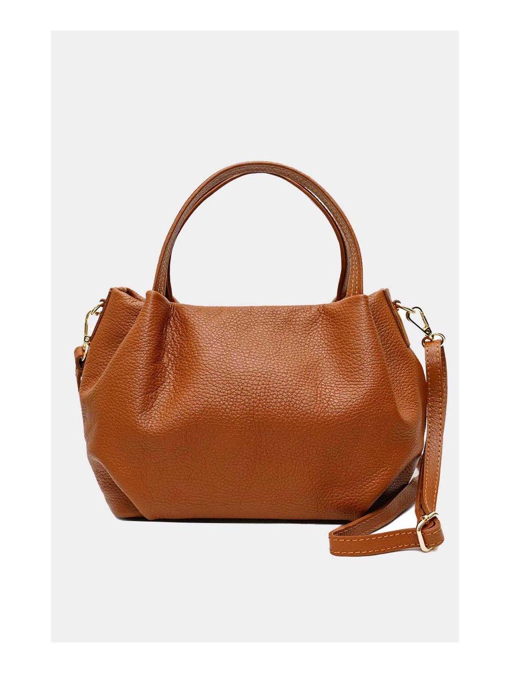 Tom&eva Sac Porté Main En Croûte De Cuir De Vachette Grainé 4060B CLELIA-Cognac