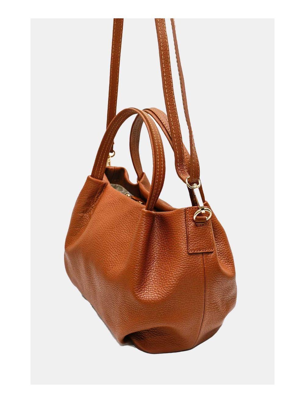Tom&eva Sac Porté Main En Croûte De Cuir De Vachette Grainé 4060B CLELIA-Cognac