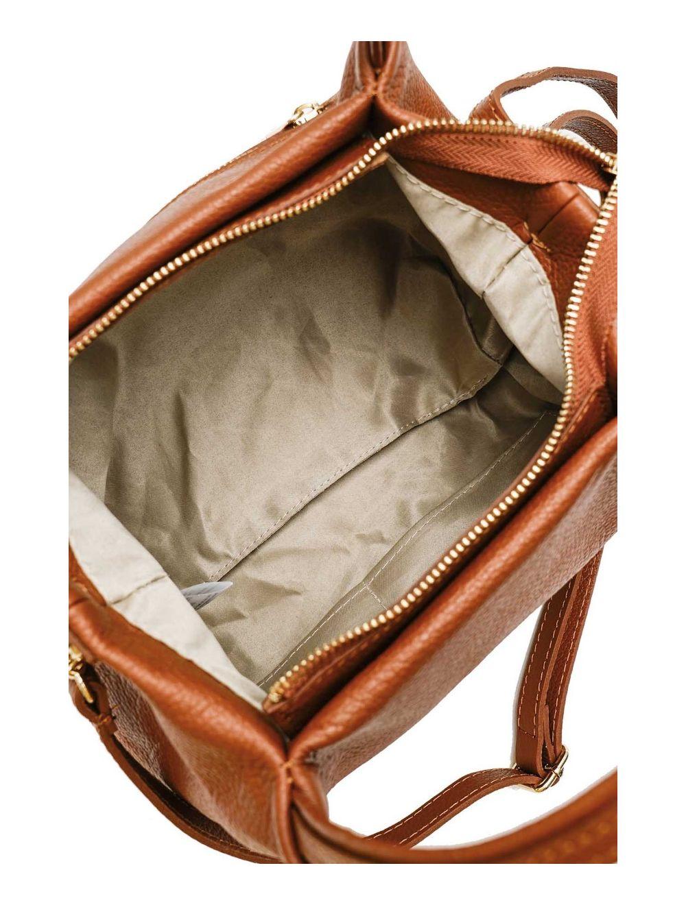 tom&eva Sac Porté Main en Croûte de Cuir de Vachette Grainé 4060B CLELIA-Cognac