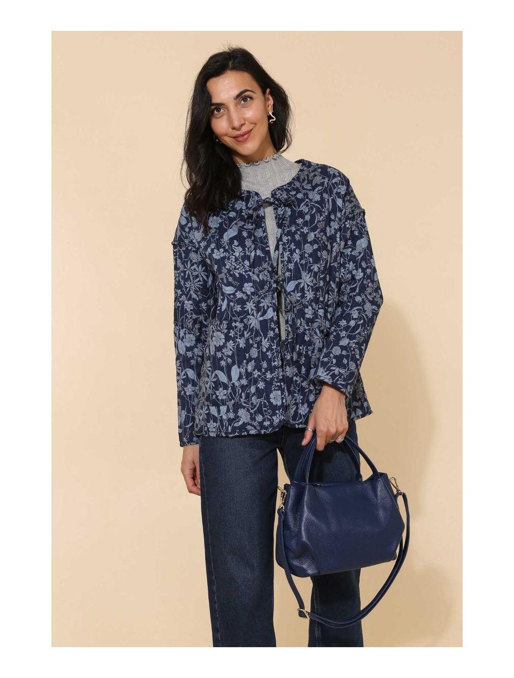 Tom&eva Sac Porté Main En Croûte De Cuir De Vachette Grainé 4060B CLELIA-Marine