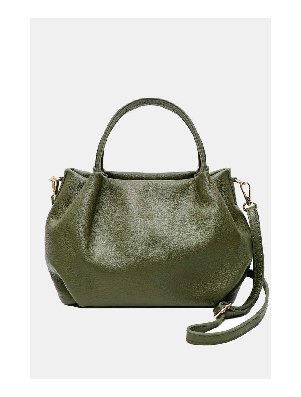 Tom&eva Sac Porté Main En Croûte De Cuir De Vachette Grainé 4060B CLELIA-Kaki