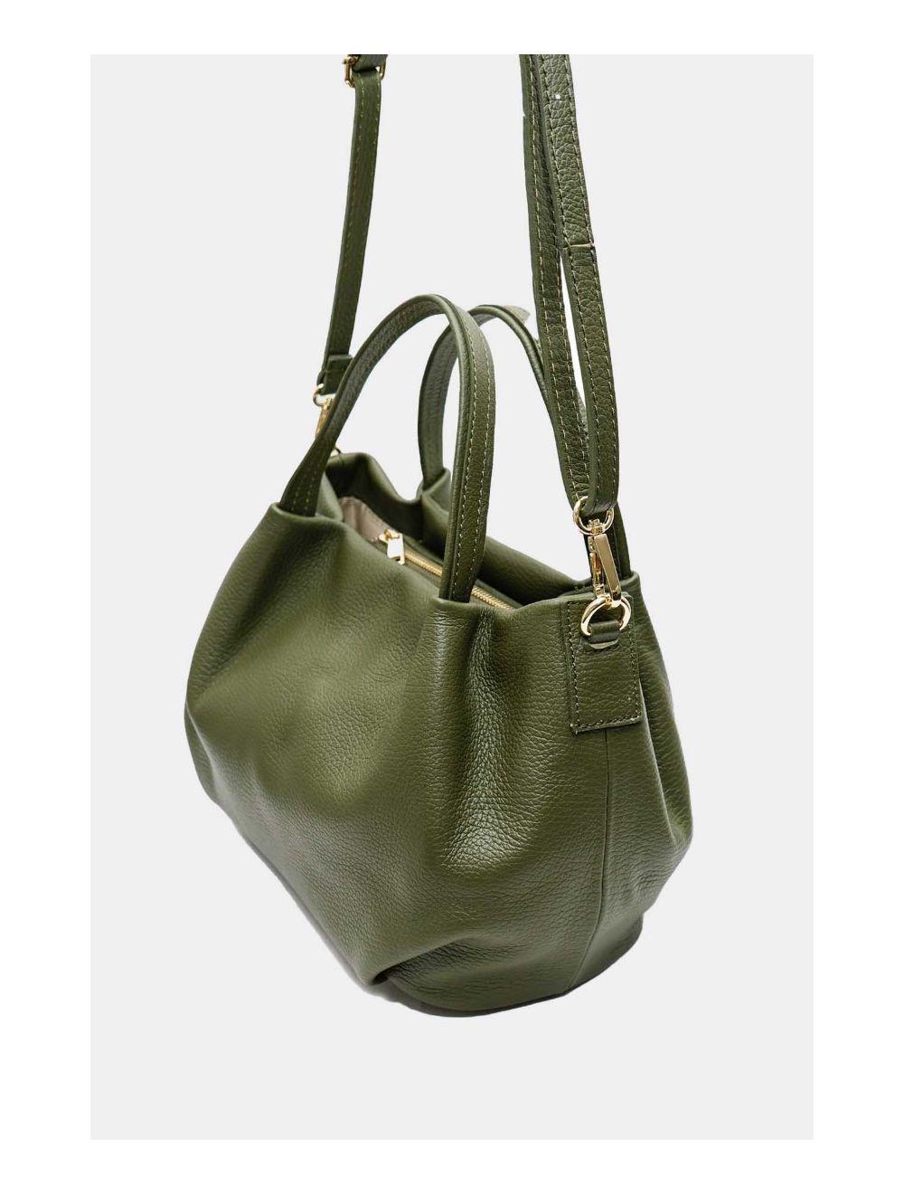 Tom&eva Sac Porté Main En Croûte De Cuir De Vachette Grainé 4060B CLELIA-Kaki