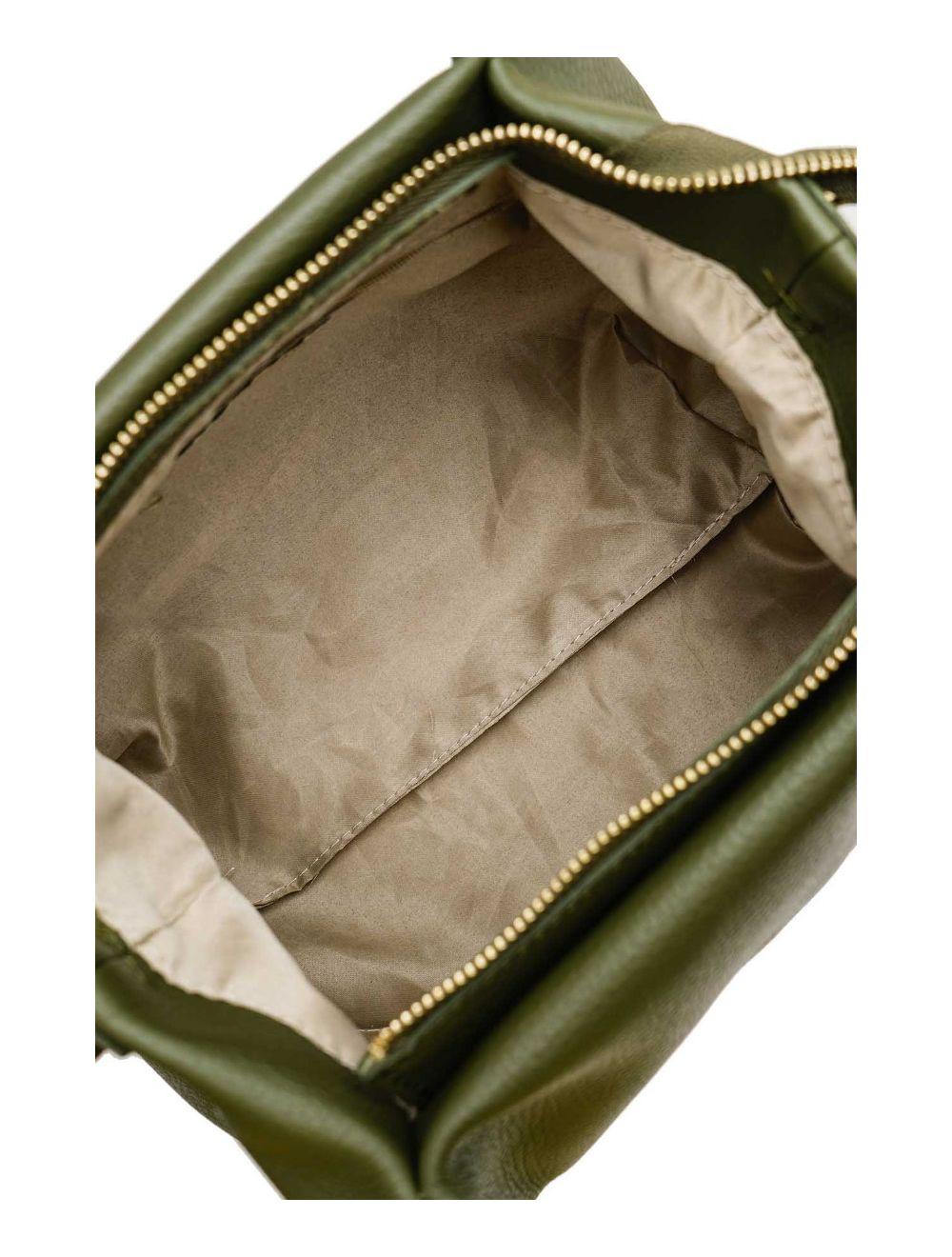 tom&eva Sac Porté Main en Croûte de Cuir de Vachette Grainé 4060B CLELIA-Kaki