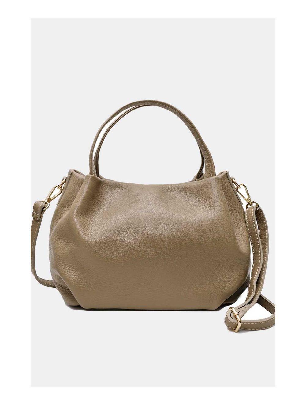 Tom&eva Sac Porté Main En Croûte De Cuir De Vachette Grainé 4060B CLELIA-Taupe