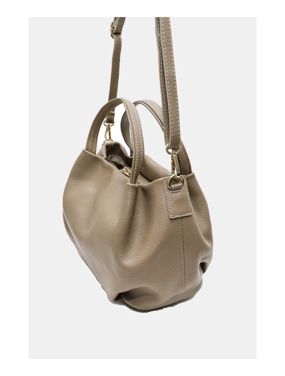 Tom&eva Sac Porté Main En Croûte De Cuir De Vachette Grainé 4060B CLELIA-Taupe