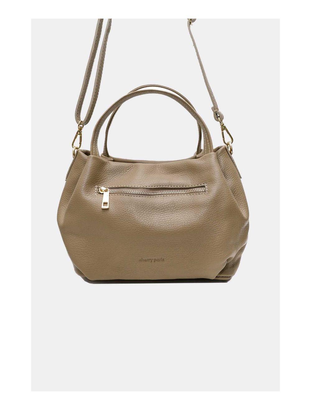 Tom&eva Sac Porté Main En Croûte De Cuir De Vachette Grainé 4060B CLELIA-Taupe