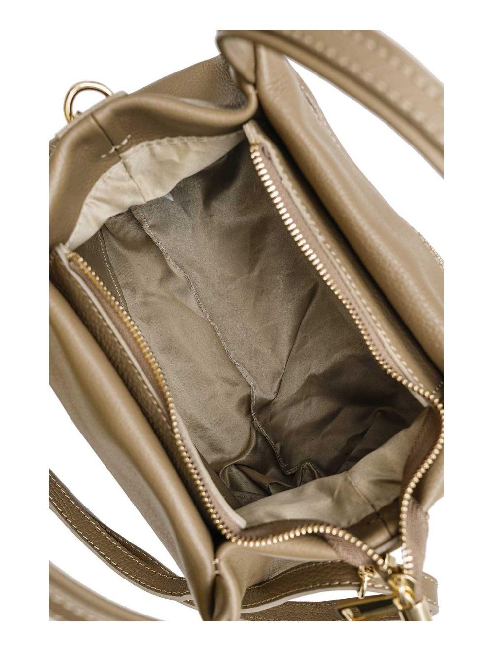 tom&eva Sac Porté Main en Croûte de Cuir de Vachette Grainé 4060B CLELIA-Taupe