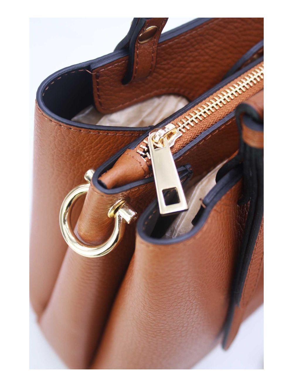 tom&eva Sac Porté Main en Croûte de Cuir de Vachette Grainée 24C-6344-Camel