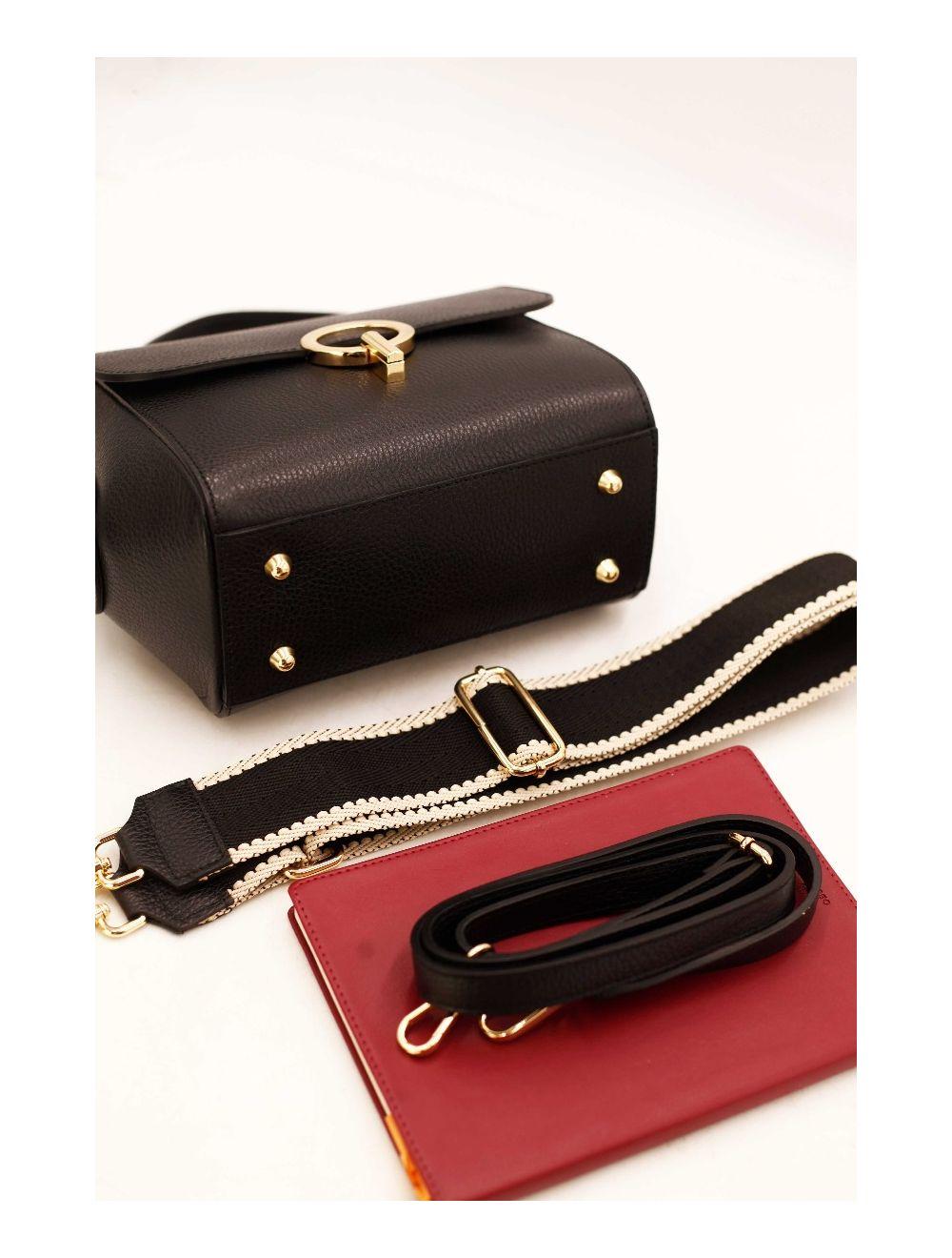 Tom&eva Sac Porté Main En Croûte De Cuir De Vachette Grainée 24C-930-Noir