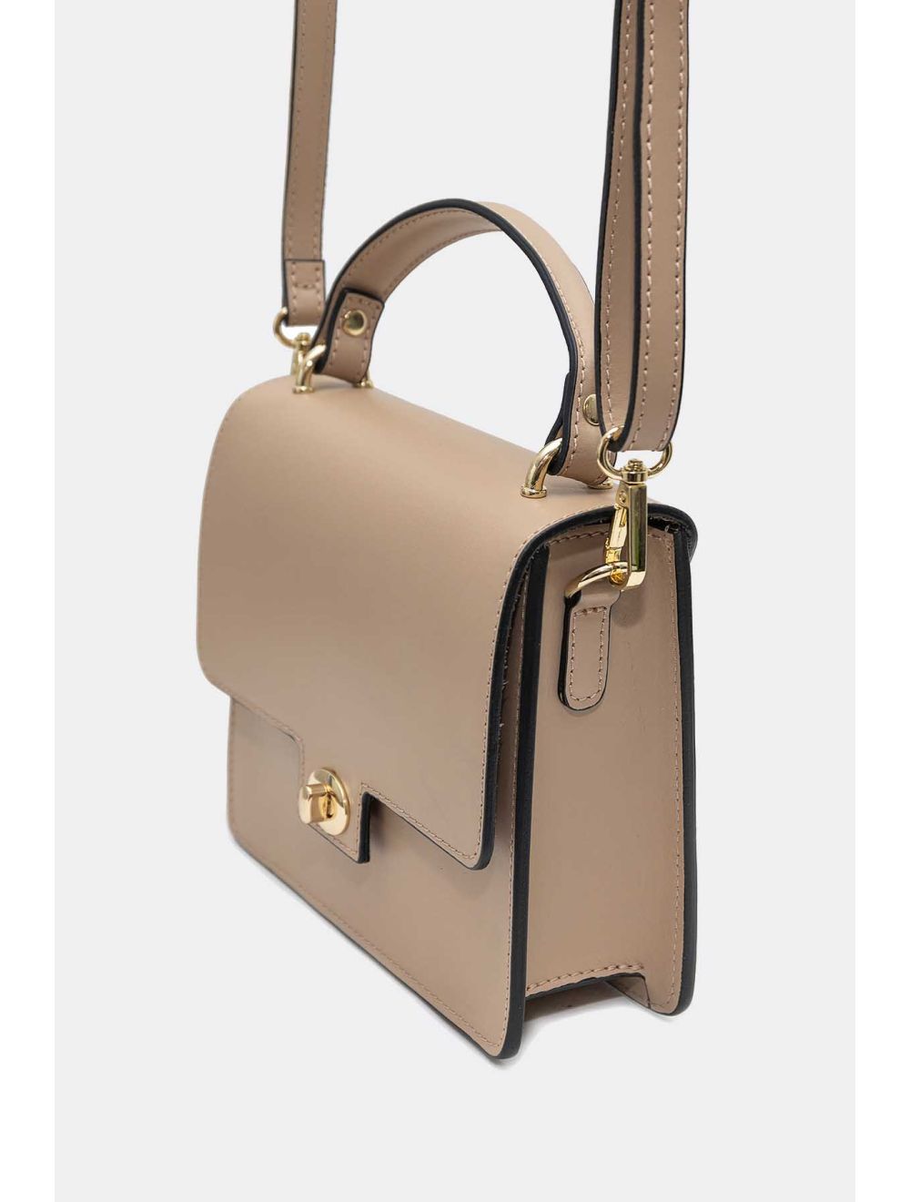 Tom&eva Sac Porté Main En Croûte De Cuir Vachette Lisse 4154 CHRISTINA-Sable