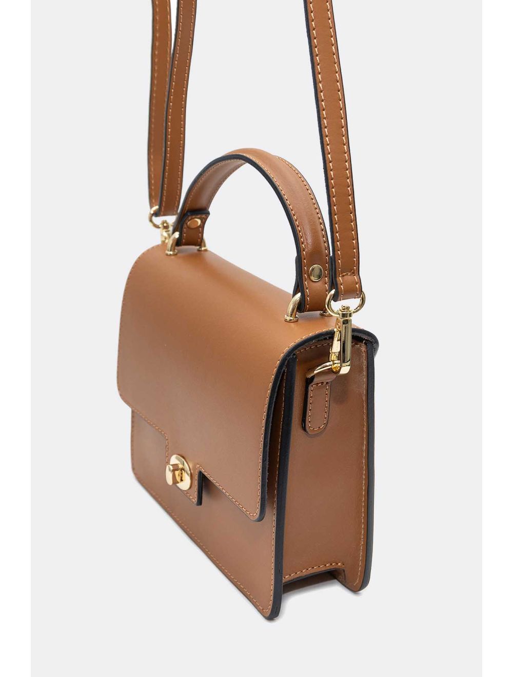 Tom&eva Sac Porté Main En Croûte De Cuir Vachette Lisse 4154 CHRISTINA-Camel