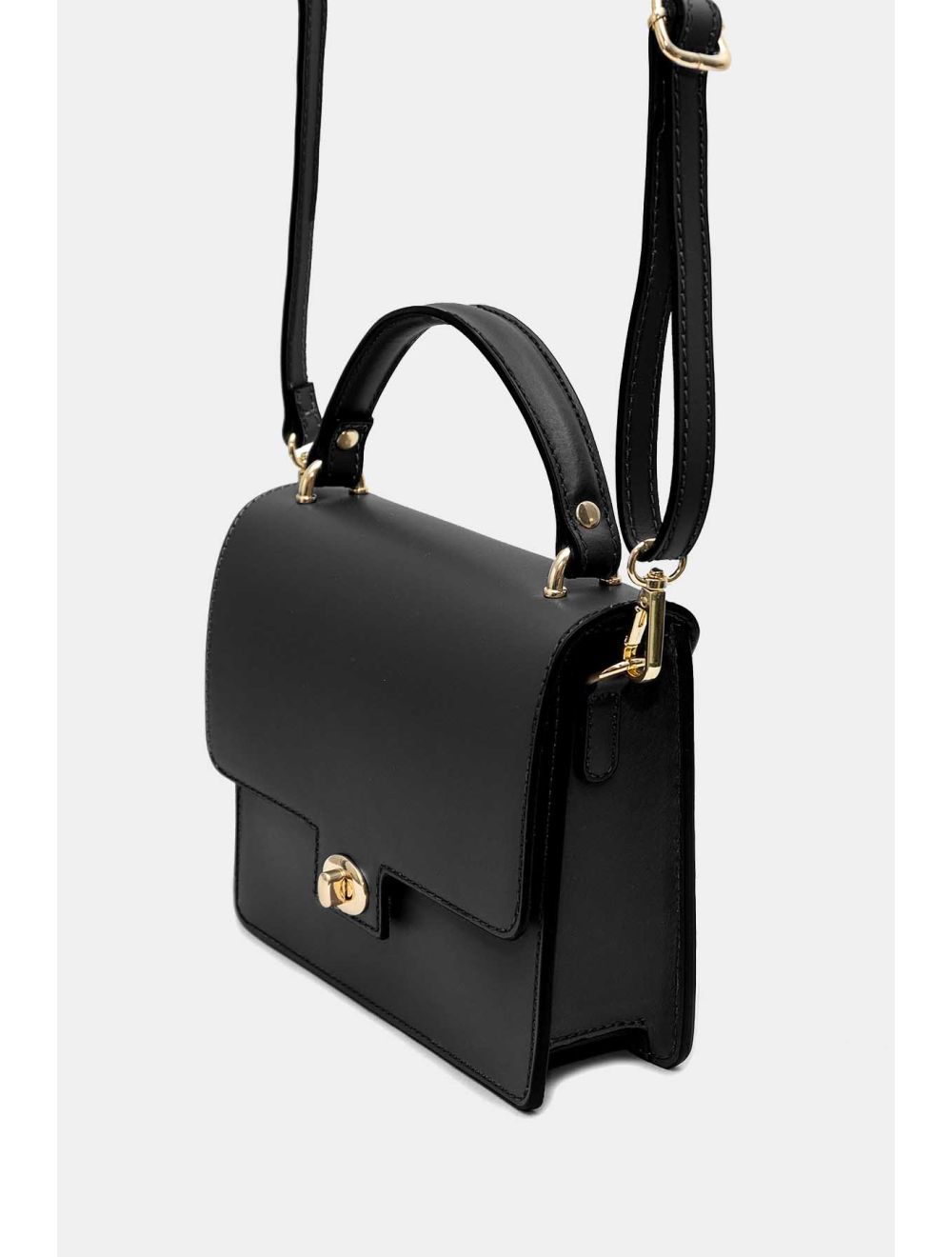 Tom&eva Sac Porté Main En Croûte De Cuir Vachette Lisse 4154 CHRISTINA-Noir