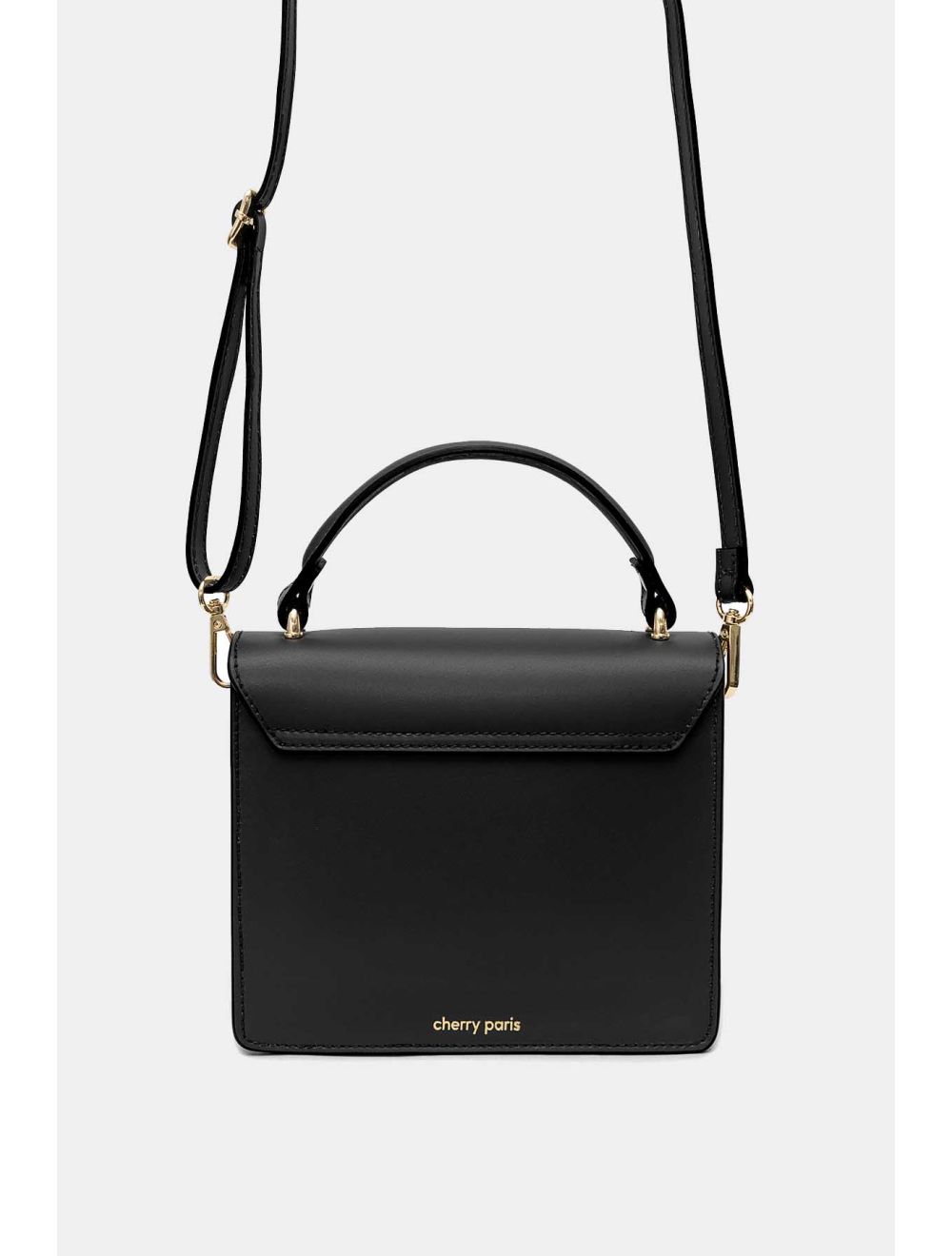 tom&eva Sac Porté Main en Croûte de Cuir Vachette Lisse 4154 CHRISTINA-Noir