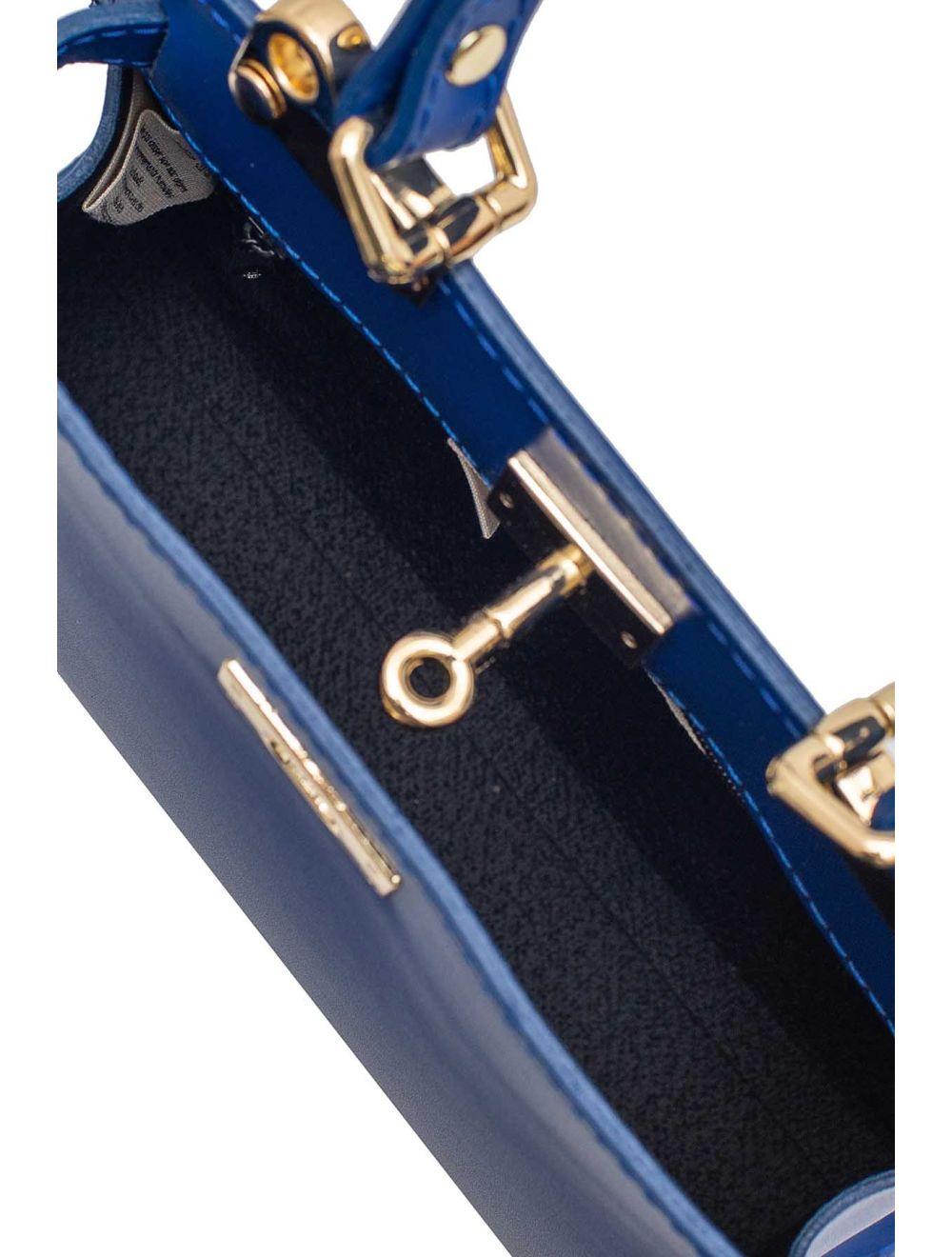 tom&eva Sac Porté Main en Croûte de Cuir Vachette Lisse CARMEN-4029-Bleu Roi