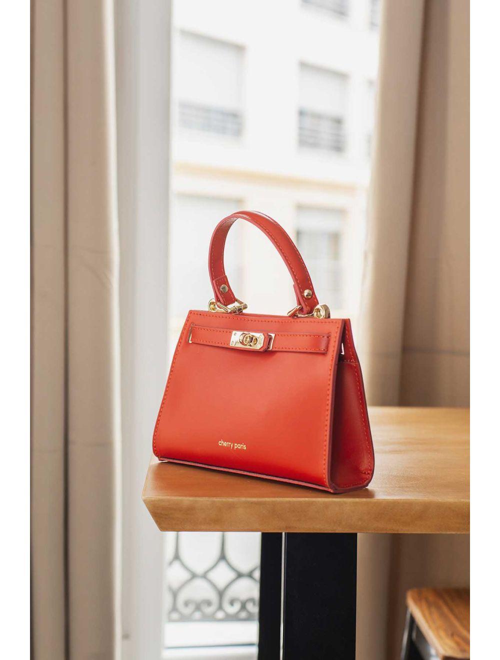 tom&eva Sac Porté Main en Croûte de Cuir Vachette Lisse CARMEN-4029-Rouille