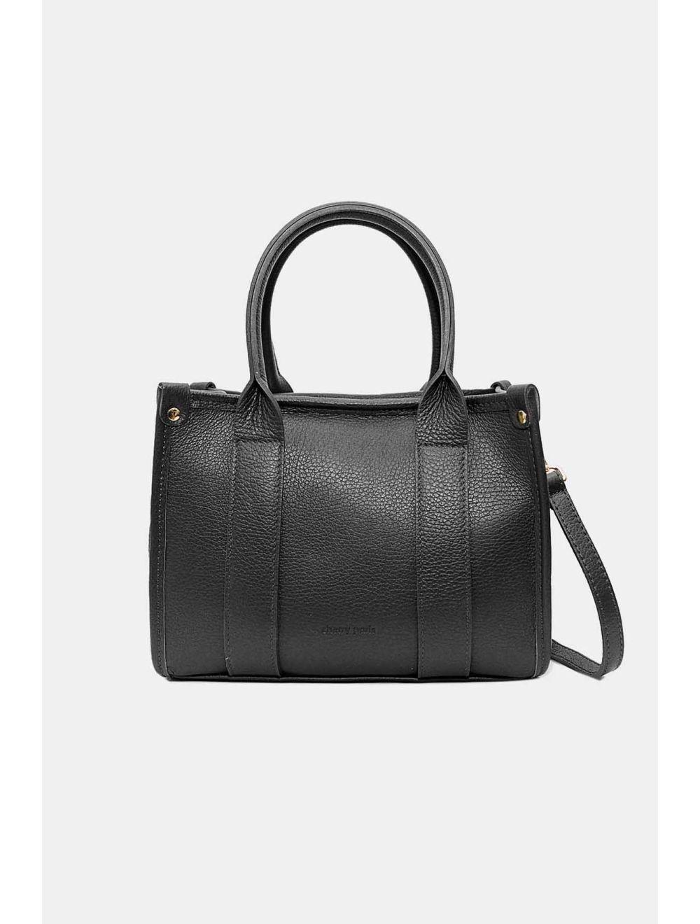 Tom&eva Sac Porté Main En Cuir De Vachette Grainée 4168 BAYA-Noir