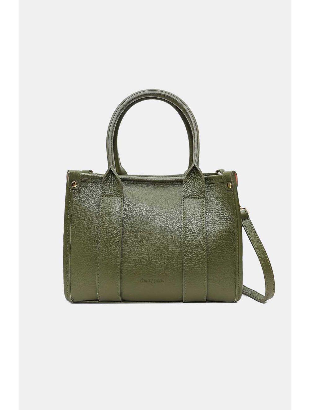 Tom&eva Sac Porté Main En Cuir De Vachette Grainée 4168 BAYA-Kaki