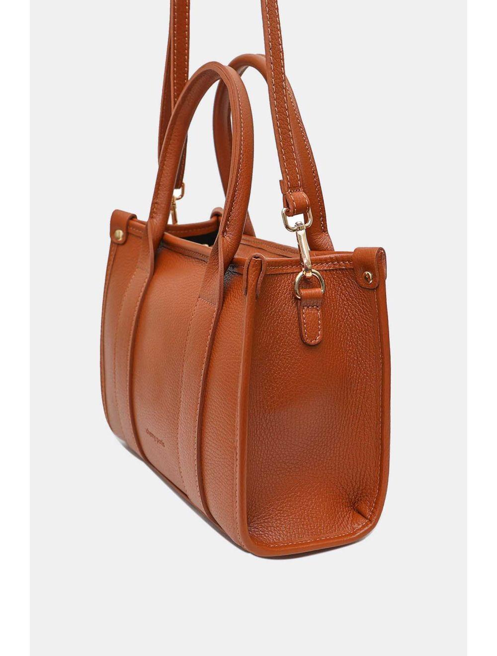 Tom&eva Sac Porté Main En Cuir De Vachette Grainée 4168 BAYA-Cognac