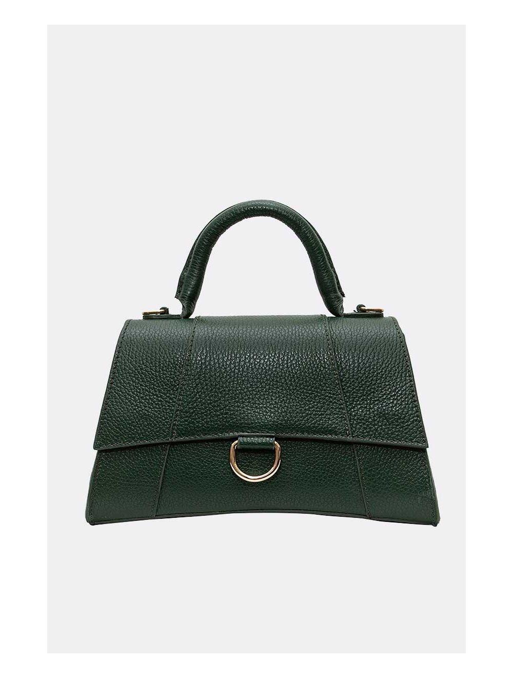 tom&eva Sac Porté Main en Cuir de Vachette Grainée-ISADORA 4054-VERT