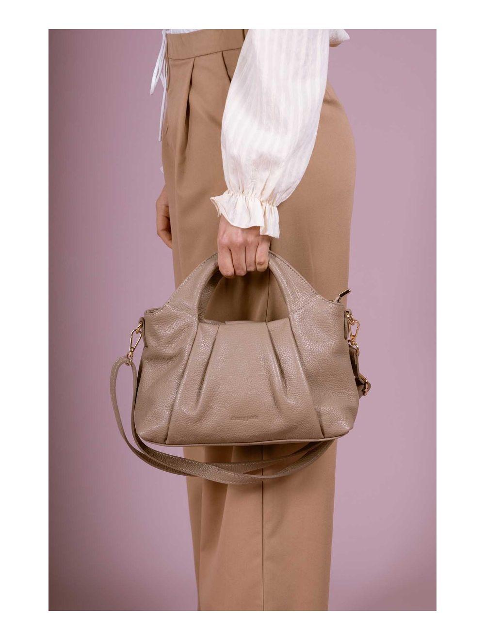 tom&eva Sac Porté Main En Cuir Vachette Grainée 4166 LALIE-Taupe