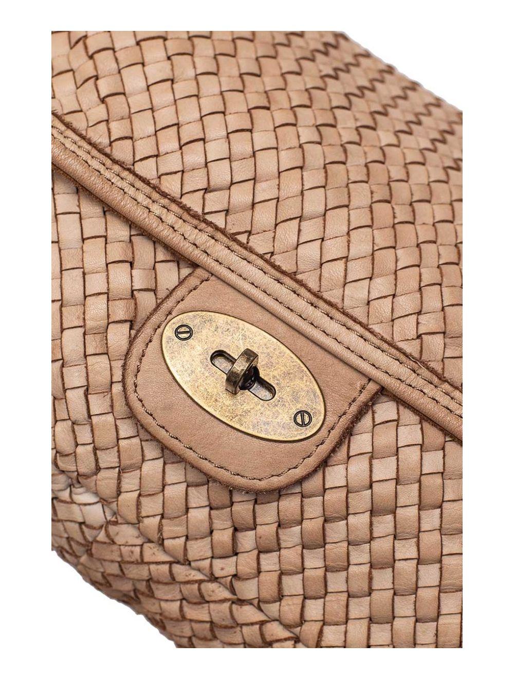 Tom&eva Sac Porté Main En Cuir Vachette Style Vintage Tressé LEOPOLDINE 4070-taupe
