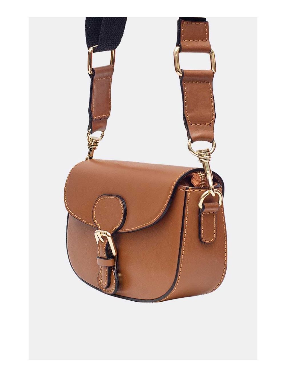 tom&eva Sac Porté Travers En cuir de Vachette Grainée-HERMINE 4063-Cognac