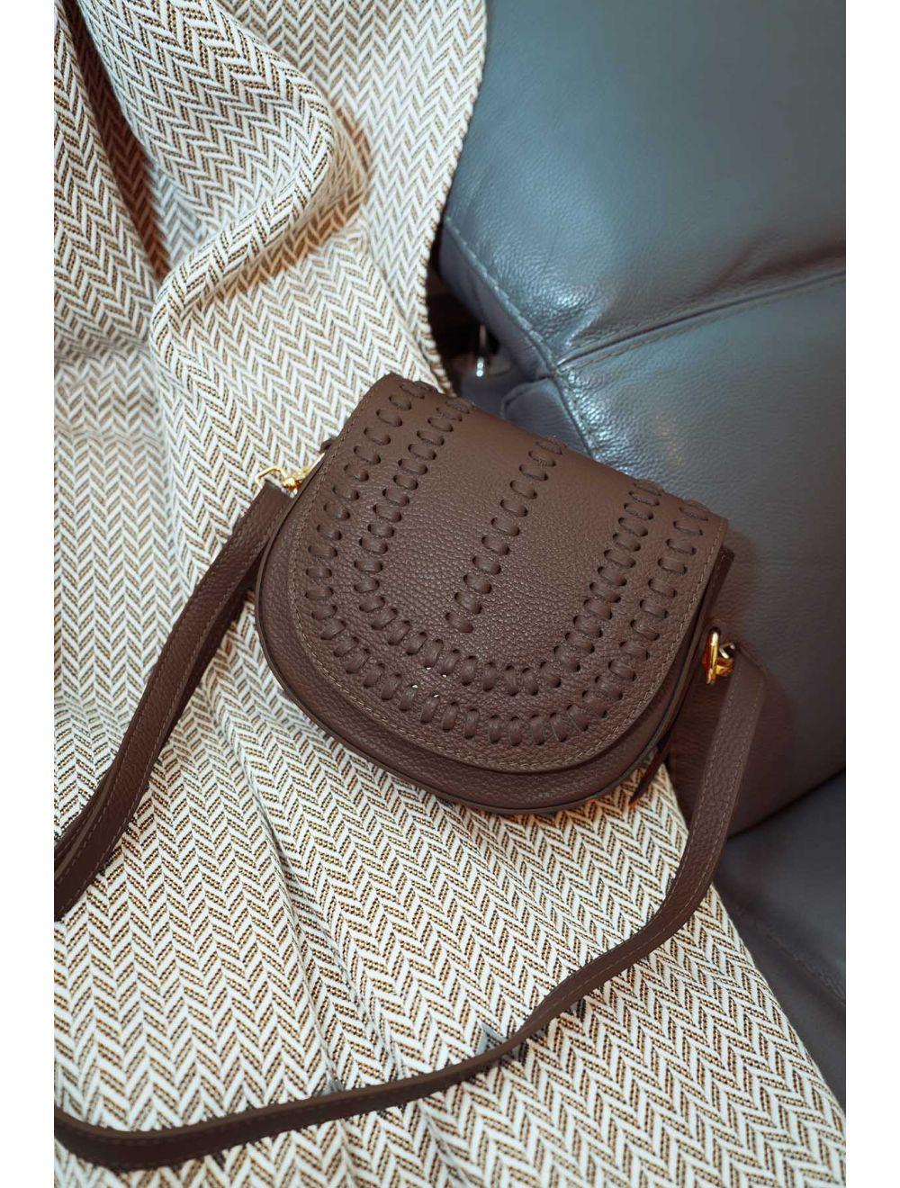 Tom&eva Sac Porté Travers En Cuir Vachette Gainé-TATIANA 4080-Chocolat