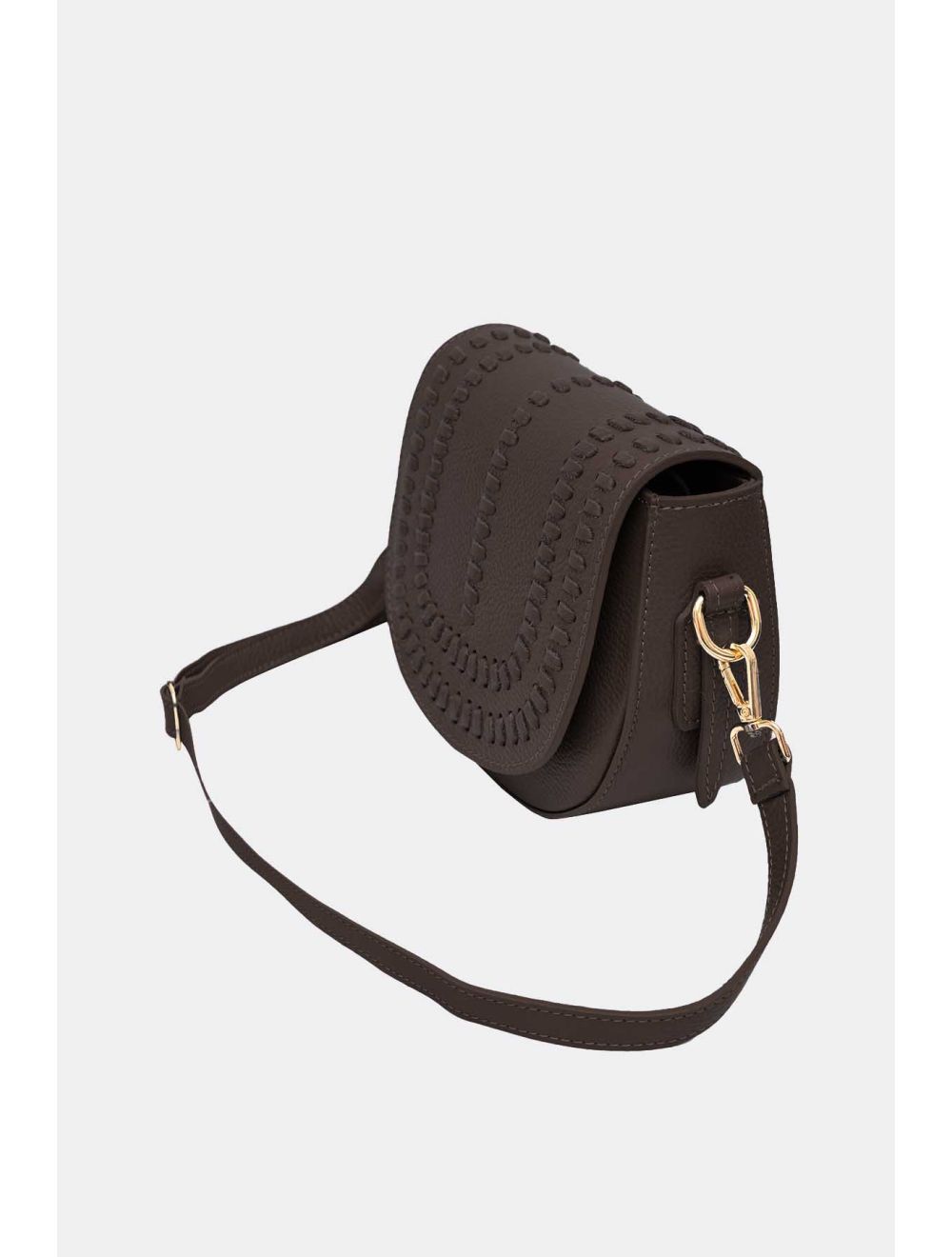 tom&eva Sac Porté Travers En Cuir Vachette Gainé-TATIANA 4080-Chocolat