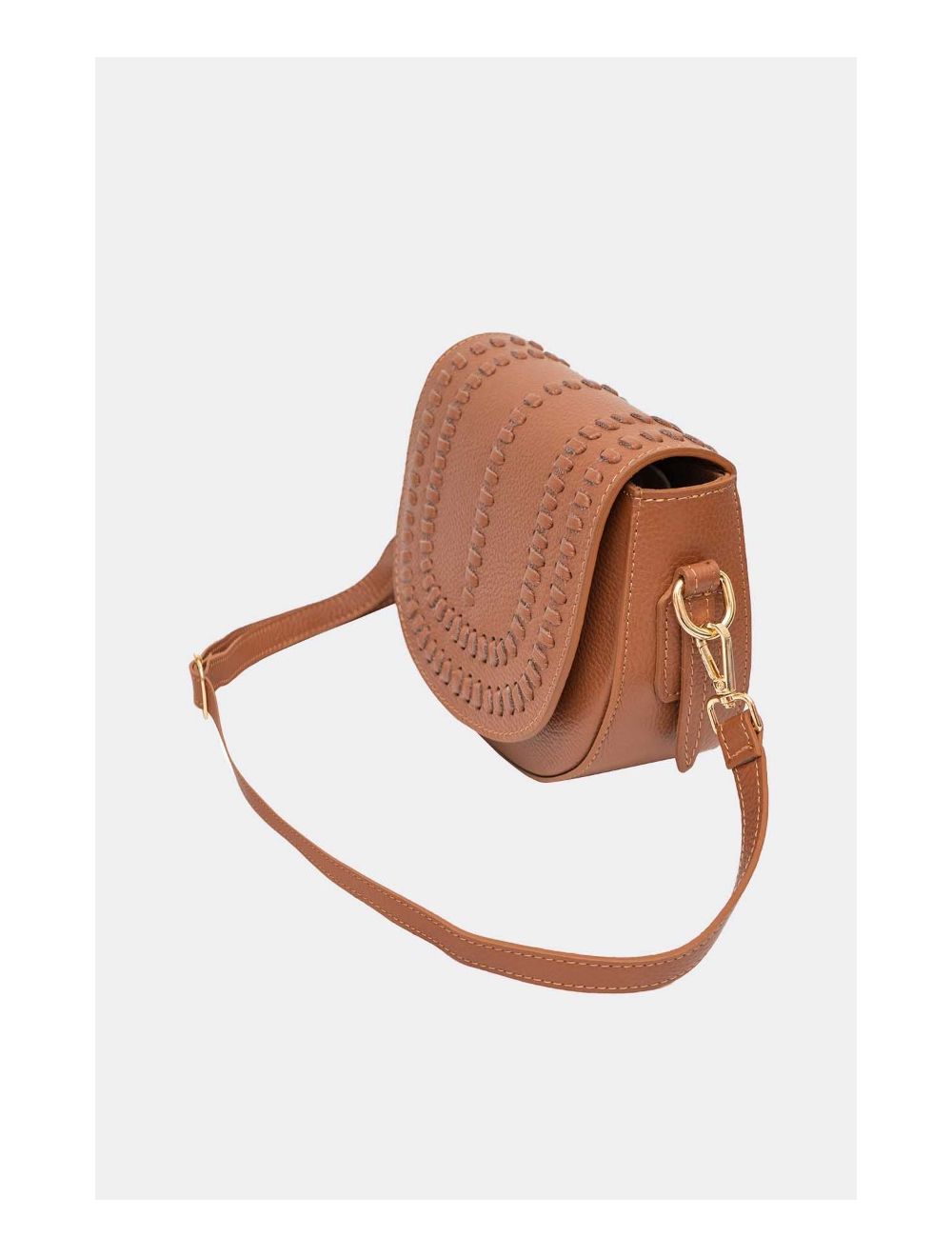 Tom&eva Sac Porté Travers En Cuir Vachette Gainé-TATIANA 4080-Cognac