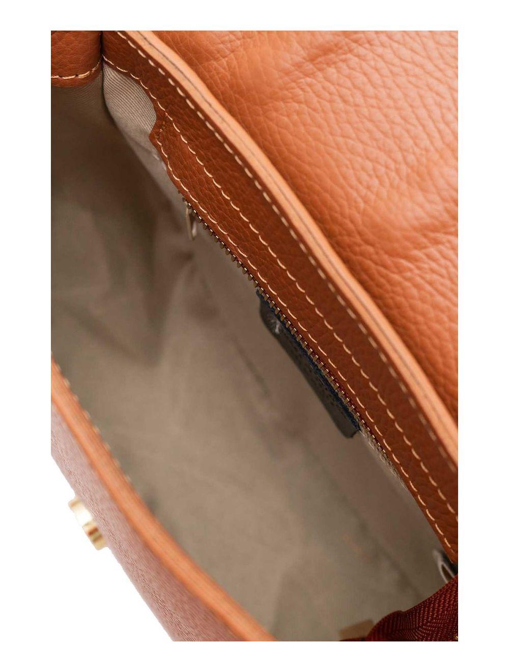 tom&eva Sac Porté Travers En Cuir Vachette Gainé-TATIANA 4080-Cognac