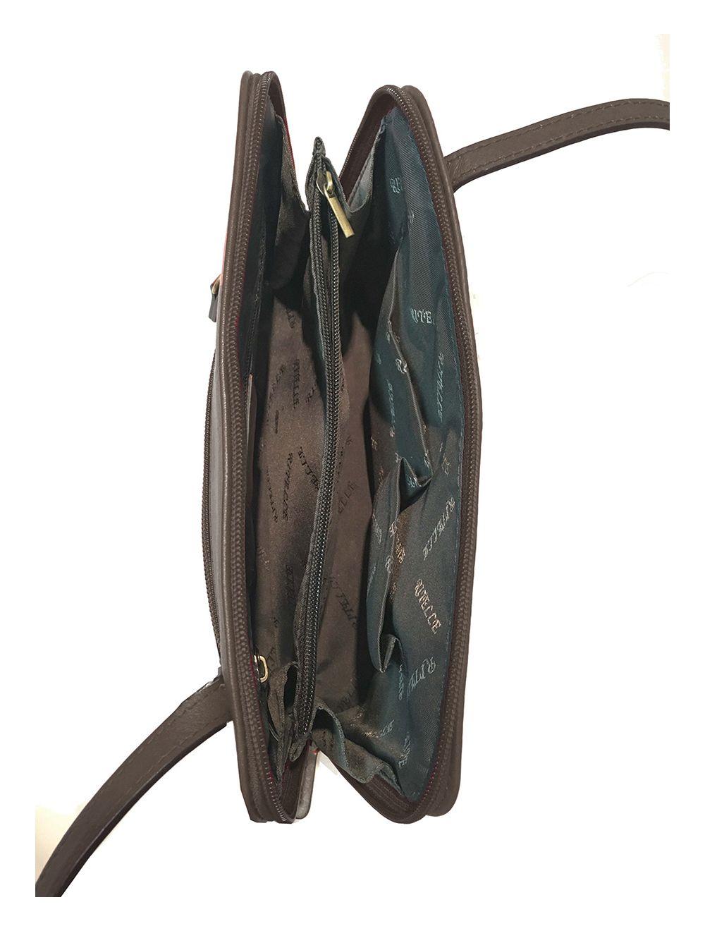 Tom&eva Sac Porté Travers En Cuir Vachette Grainé RI5156-TaupeFoncé
