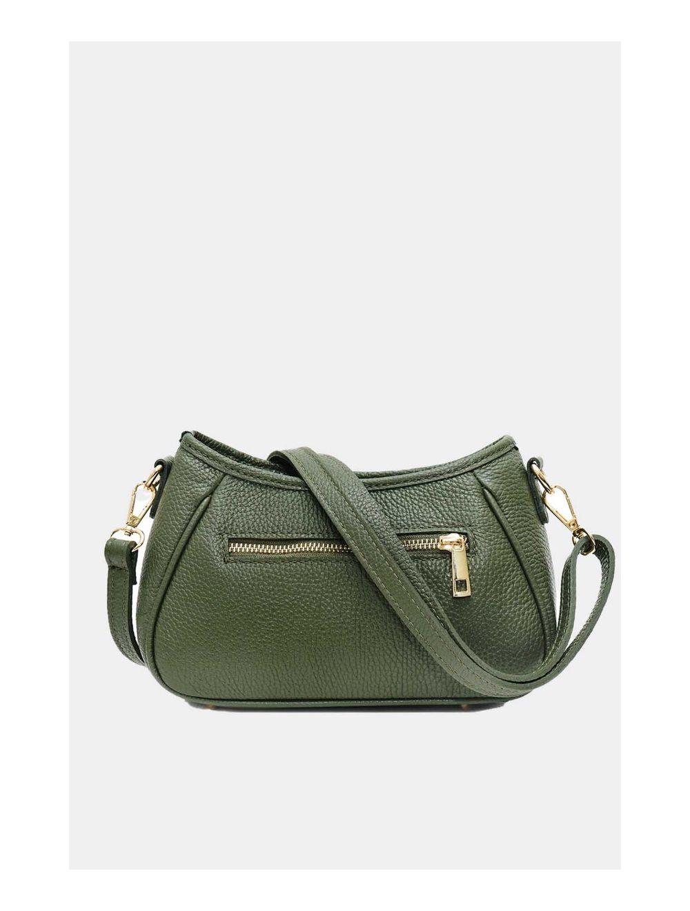 Tom&eva Sac Porté Travers En Cuir Vachette Grainée 4139 ELORA-KHAKI