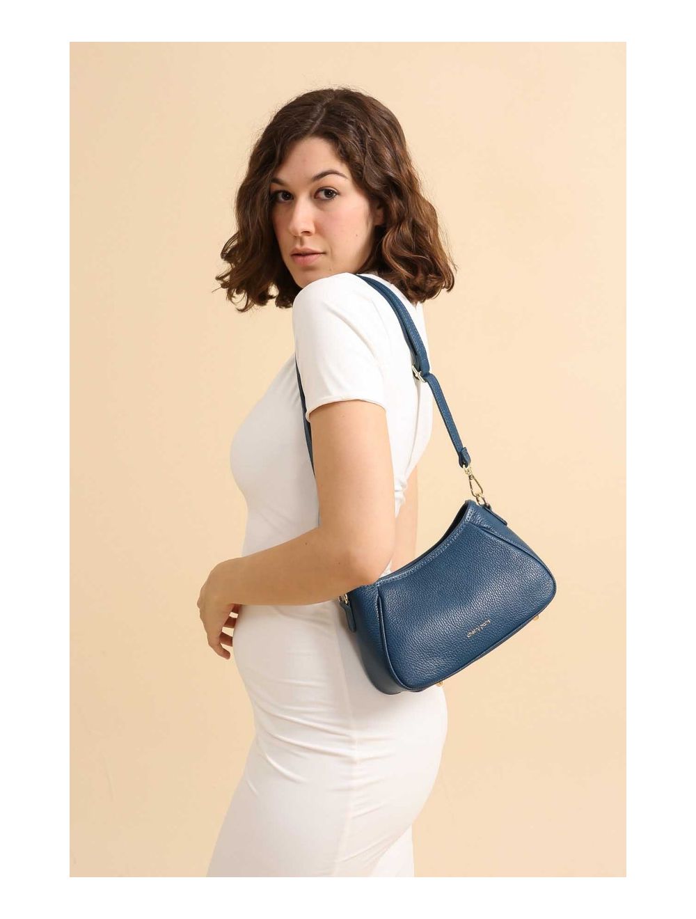 Tom&eva Sac Porté Travers En Cuir Vachette Grainée 4139 ELORA-PETROLE