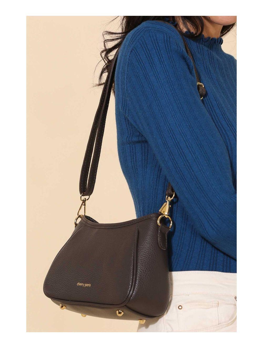 Tom&eva Sac Porté Travers En Cuir Vachette Grainée 4139 ELORA-CHOCOLAT