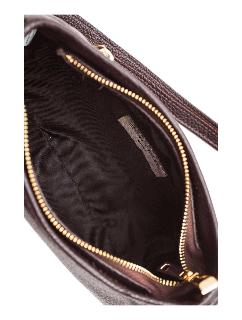 tom&eva Sac Porté Travers En Cuir Vachette Grainée 4139 ELORA-CHOCOLAT