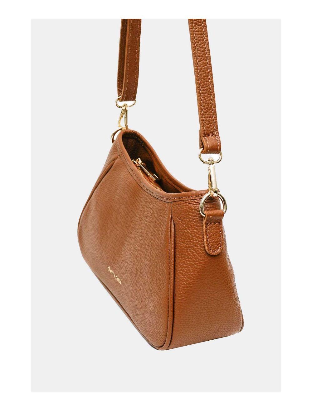 Tom&eva Sac Porté Travers En Cuir Vachette Grainée 4139 ELORA-COGNAC